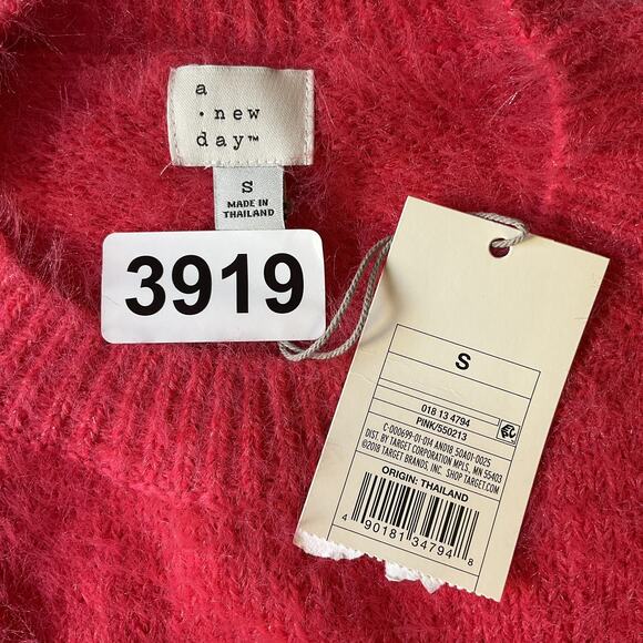 A New Day Women Sweater Size S Pink Acrylic Nylon Long Sleeve NWT - Picture 2 of 7